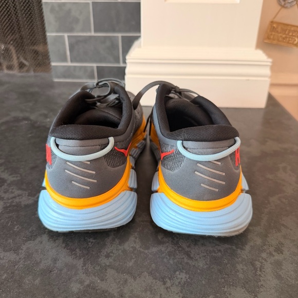 Hoka Charcoal Running Shoes with Orange & Light Blue Accents - Picture 4 of 6